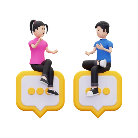 Man and woman are having a conversation  3D Illustration