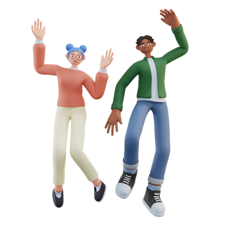 Man and woman celebrating  3D Illustration