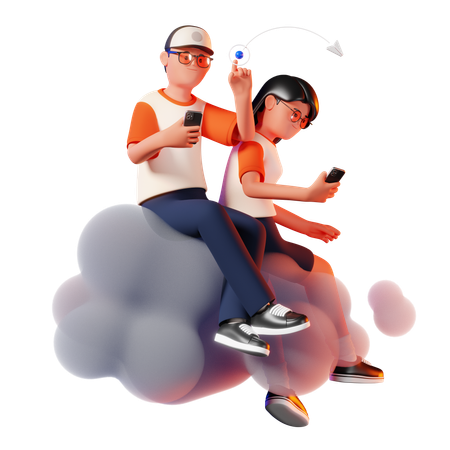 Man and Woman Communicating Via Digital  3D Illustration