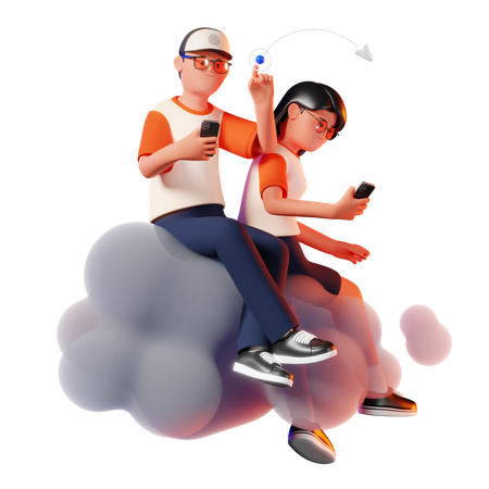 Man and Woman Communicating Via Digital  3D Icon