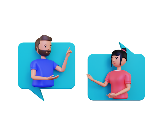 Man and woman communicating with each other  3D Icon