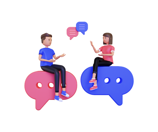 Man and woman communicating with each other  3D Illustration