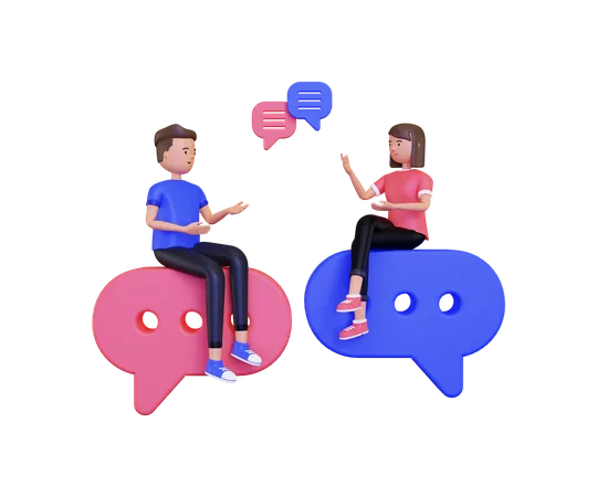 Man and woman communicating with each other  3D Illustration