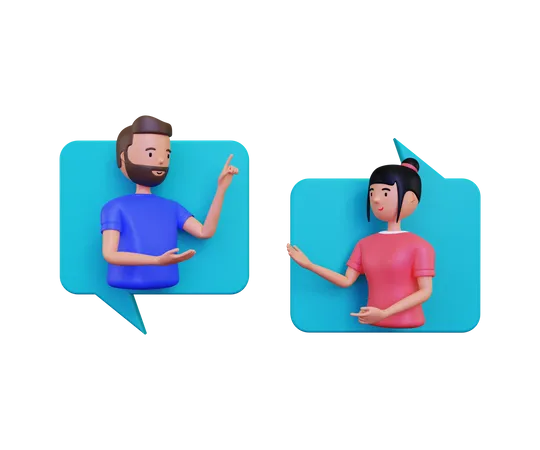 Man and woman communicating with each other 3D Illustration