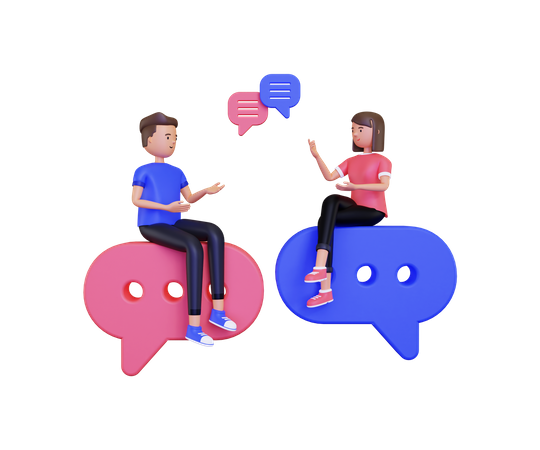 Man and woman communicating with each other 3D Illustration