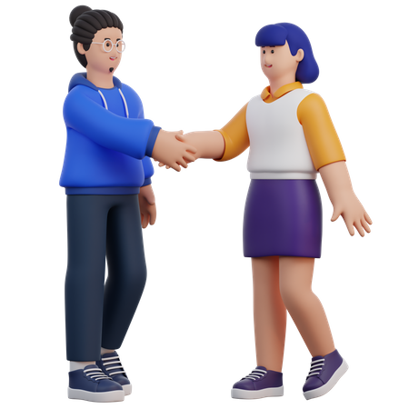 Man And Woman Doing Handshake  3D Icon