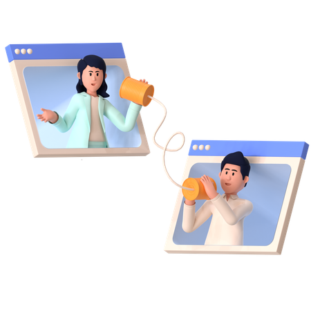 Man And Woman Doing Online Communication  3D Illustration
