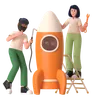 Man And Woman Doing Rocket Development