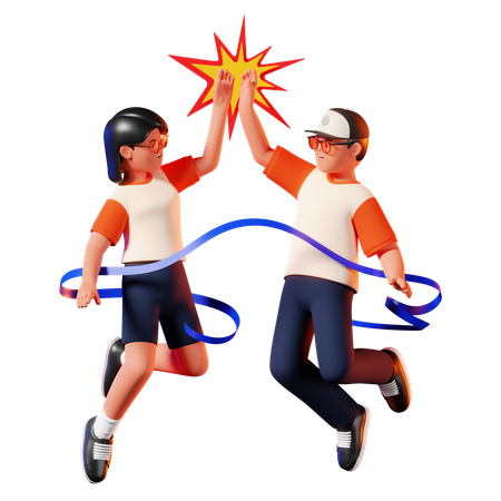 Man and Woman giving Celebrating Pose  3D Icon