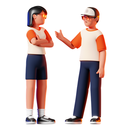 Man and Woman Having Conversation  3D Illustration
