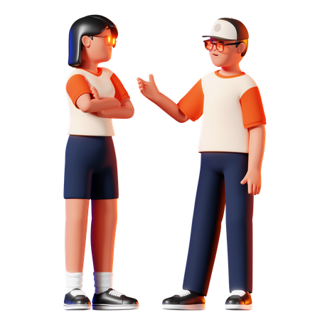 Man and Woman Having Conversation  3D Icon