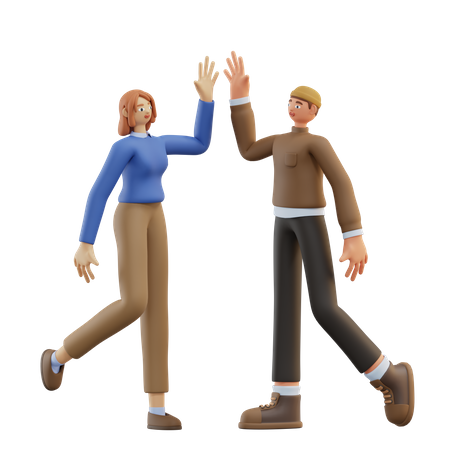 Man and Woman High Five  3D Icon