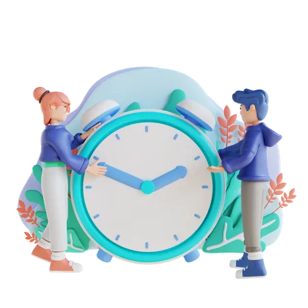 3 D Illustration Character And Time 3D Illustration