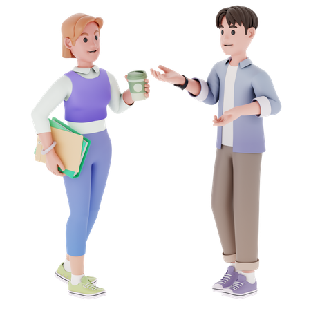 Man and woman talking about business  3D Illustration