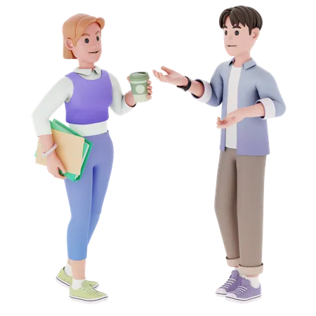 Man and woman talking about business  3D Illustration