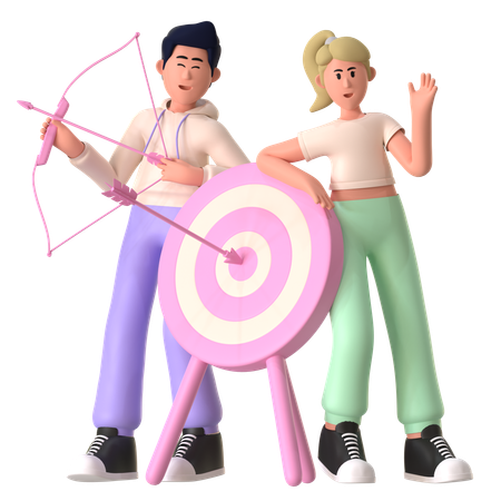 Man And Woman Working On Marketing Goal  3D Illustration