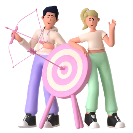 Man And Woman Working On Marketing Goal  3D Illustration