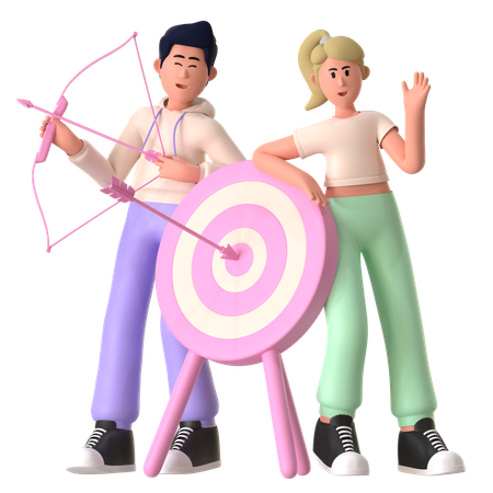 Man And Woman Working On Marketing Goal  3D Icon