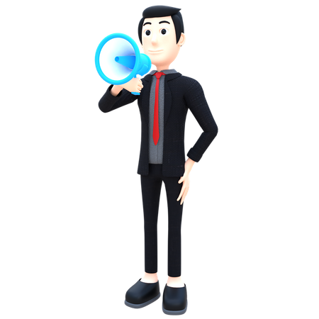 Man Announcing About Business  3D Icon
