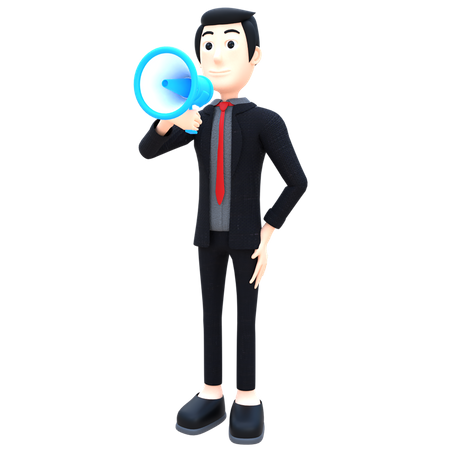 Man Announcing About Business  3D Illustration