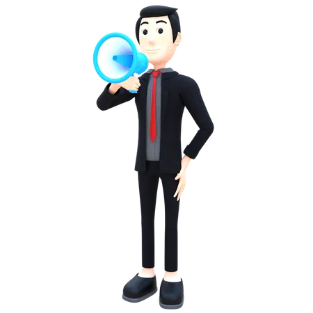 Man Announcing About Business  3D Illustration