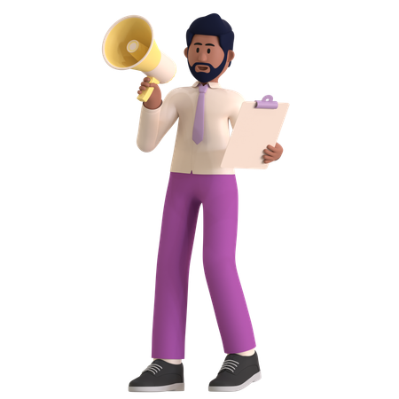 Man Announcing Job Vacancy  3D Illustration