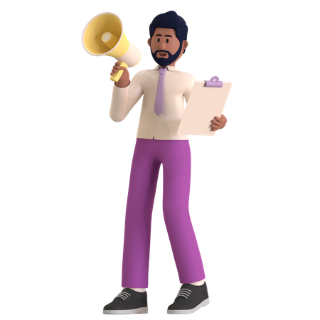 Man Announcing Job Vacancy  3D Icon