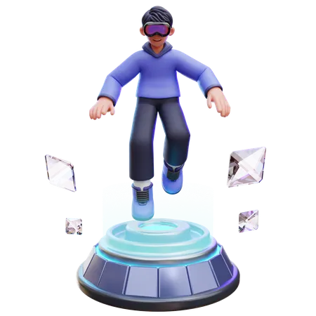 Man Appeared from Portal  3D Illustration