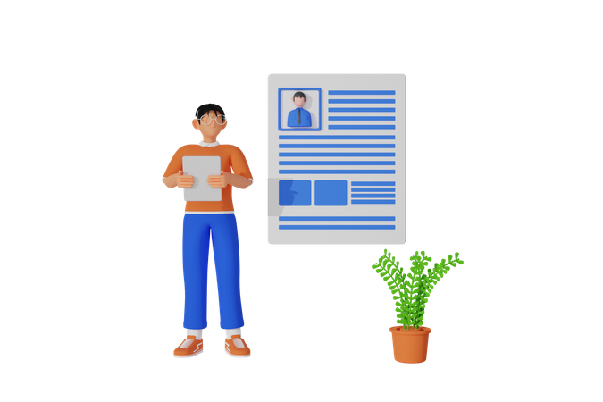 Man applying for job  3D Icon