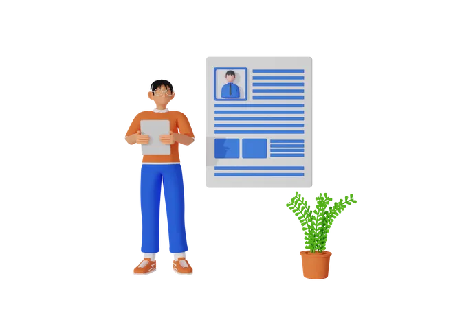 Man applying for job  3D Illustration