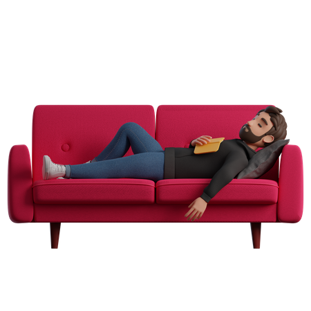 Man asleep on the couch  3D Icon
