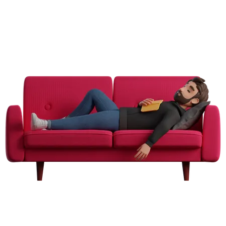 Man asleep on the couch  3D Illustration