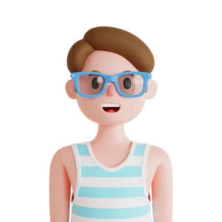 Man avatar with glasses 3D Illustration