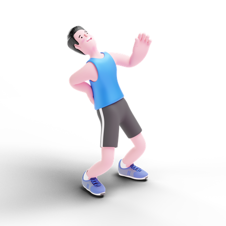 Man Back Exercise 3D Illustration