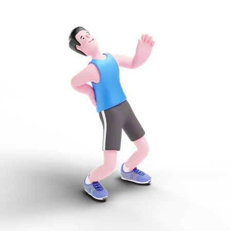Man Back Exercise  3D Illustration