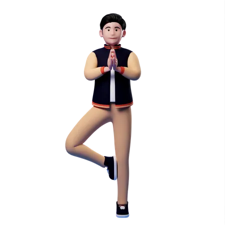 Man balance body and join hands  3D Illustration