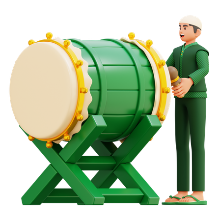 Man Beating The Drum  3D Illustration