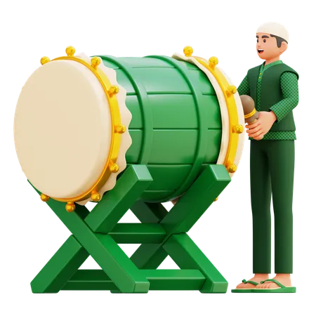 Man Beating The Drum  3D Illustration