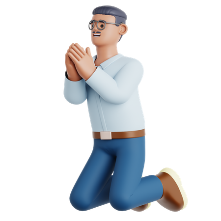 Man Begging  3D Icon