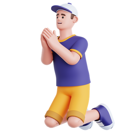 Man Begging  3D Icon