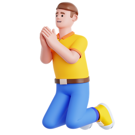 Man Begging  3D Icon