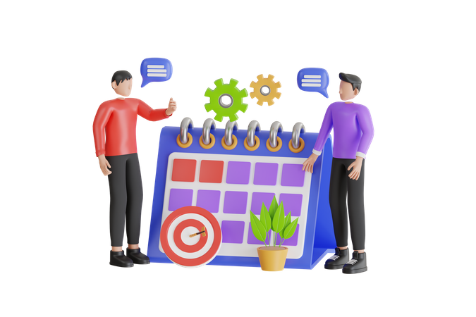 Man Booking Meeting In Calendar  3D Icon