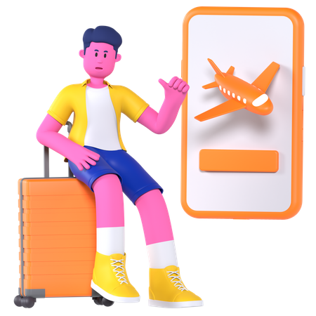 Man Booking Online Ticket  3D Icon