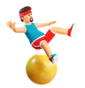 Man Bouncing On Gym Ball