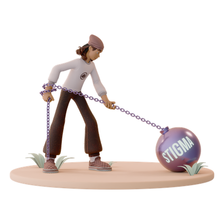 Man Breaking Chains of Mental Health Stigma  3D Icon