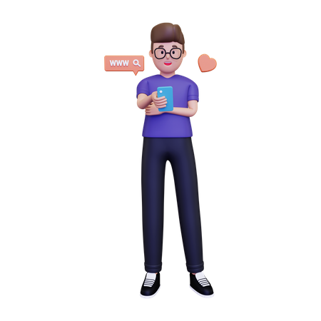 Man browsing on internet  3D Icon