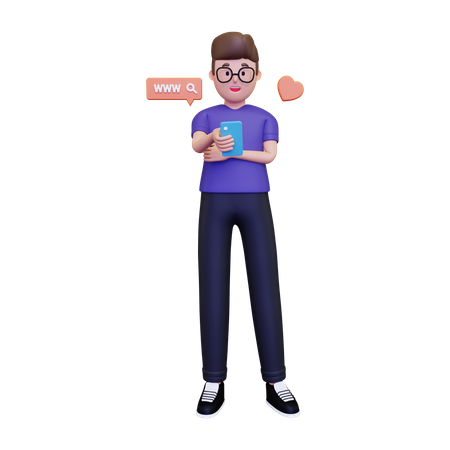 Man browsing on internet  3D Illustration