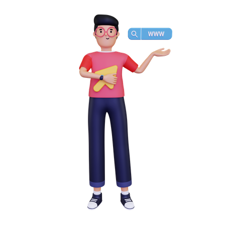 Man browsing on web  3D Icon
