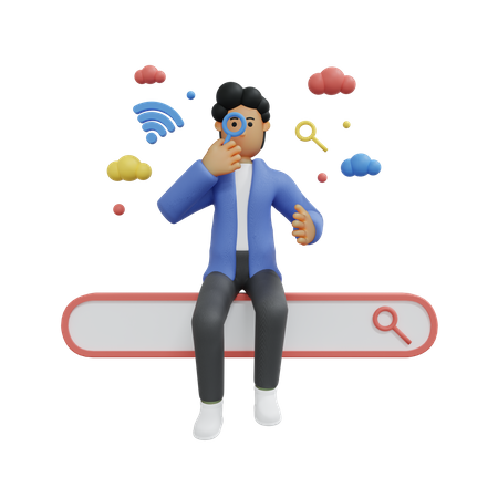 Man browsing on website  3D Icon