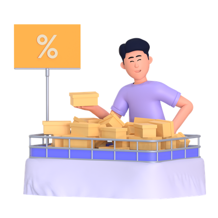 Man Buying Discount Product  3D Illustration